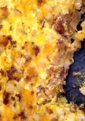 A picture of Sausage Hash Brown Breakfast Casserole.