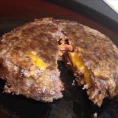 A picture of Bacon Cheese Stuffed Burger.