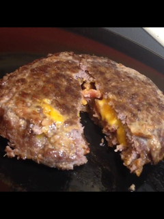 A picture of Bacon Cheese Stuffed Burger.