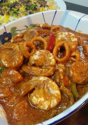 صورة لوصفة طاجن هندي (مسالا جمبري مع ارز برياني)😋😋