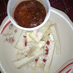 A picture of Fried yam and yaji.