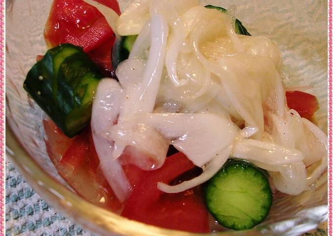 Recipe of Favorite Tomato and Jabara Cucumber with Onion Dressing