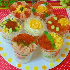 A picture of Sushi Cups Great for Doll Festival.