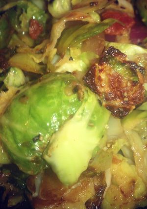 A picture of Warm Shaved Brussels Sprouts Salad.