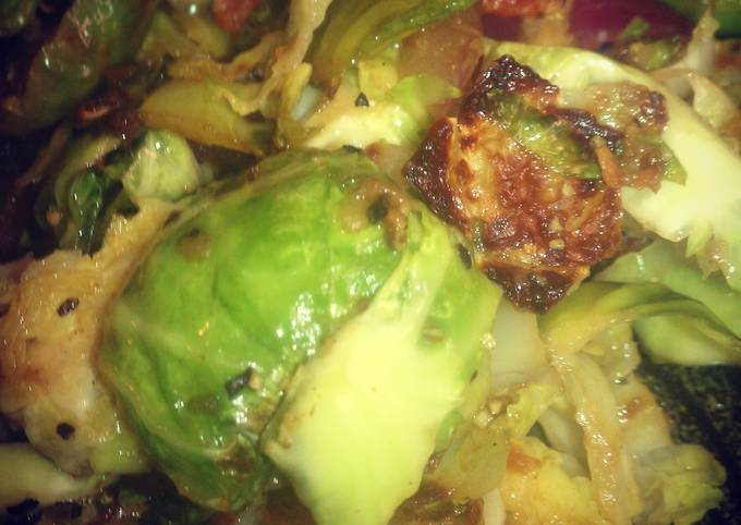 Steps to Make Super Quick Homemade Warm Shaved Brussels Sprouts Salad