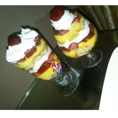 A picture of Strawberry short cake parfait.