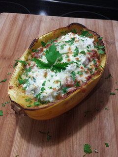 A picture of Easy 3 Cheese Spaghetti Squash Boat.