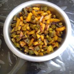 A picture of Lady's finger pumpkin stir fry.