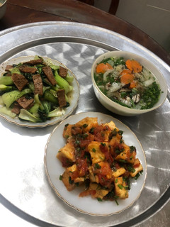 Hình của món Món chay (bò xào cải thìa,canh nấm hương cải thảo,đậu hũ chiên sốt cà).