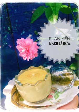 Hình của món Bánh flan yến mạch lá dứa.