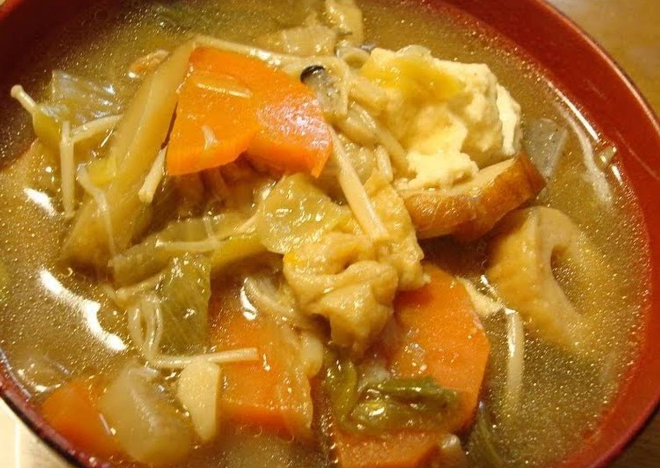 Kenchin soup in the training (Tofu, Pork, and Vegetable Soup)