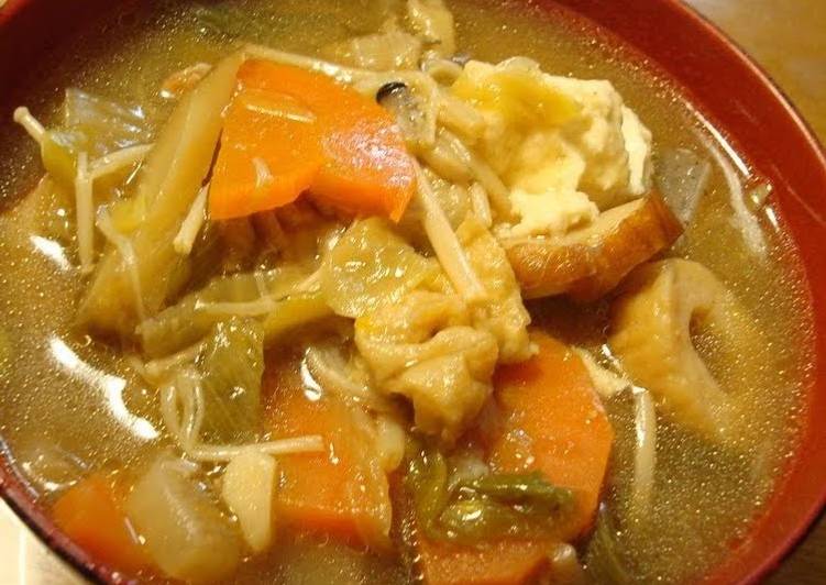 My Grandma Kenchin soup in the training (Tofu, Pork, and Vegetable Soup)