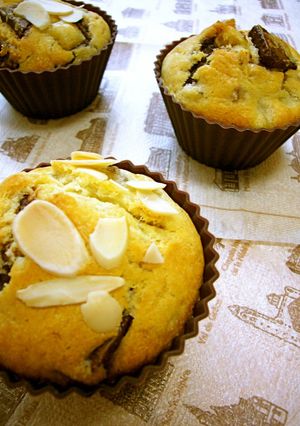 A picture of Easy Chocolate Banana Muffins with Pancake Mix (no extra butter or sugar).