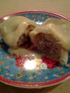 A picture of Stuffed Cabbage (Turkish -Greek recipe) with lemon sauce.