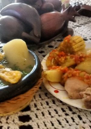 Una foto de Sancocho colombiano a leña
