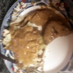 A picture of liver and onions.