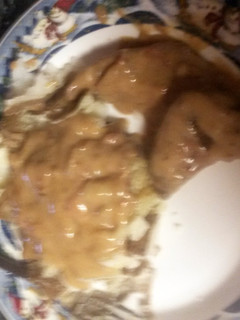 A picture of liver and onions.