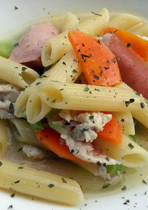 A picture of Penne In Chicken Soup.
