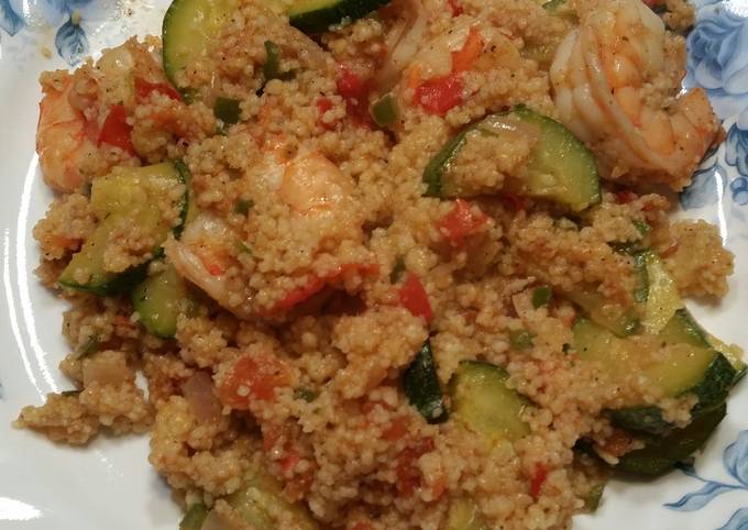 Way yummy zucchini and shrimp with couscous