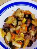 Lemon pepper zucchini, sweet bell peppers and mushrooms