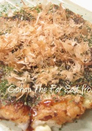 A picture of Fluffy and Soft~ Nagaimo Yam and Cabbage Okonomiyaki.