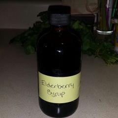 A picture of Elderberry syrup, immune support.