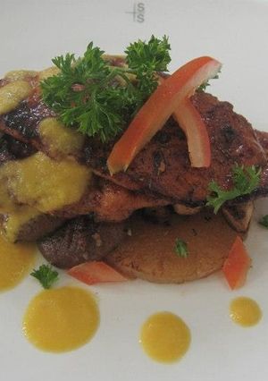 A picture of Smoke Chicken With Orange Sauce.