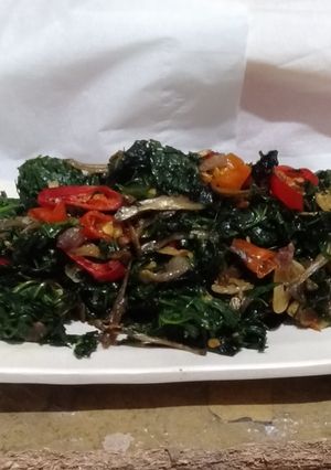 Foto resep Tumis Daun Pepaya Jepang feat Baby Teri 2022