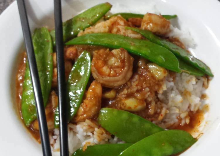 Spicy Malaysian Shrimp & Snowpeas