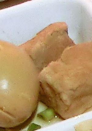 A picture of Pork-kakuni with Eggs.