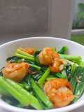 Tumis Sawi Hijau Udang Saus Tiram