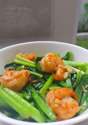 Foto resep Tumis Sawi Hijau Udang Saus Tiram