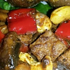 A picture of Sig's Curry with Nuts,Peppers and Micro Protein ( Quorn ).