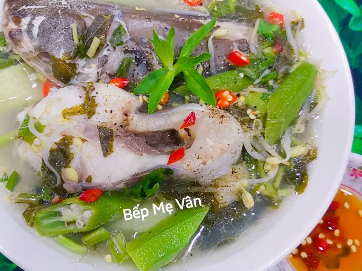 Canh chua cá hú nấu lá bụp giấm(lá rau chua,lá giấm...)