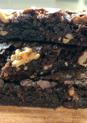 Una foto de Brownies veganos