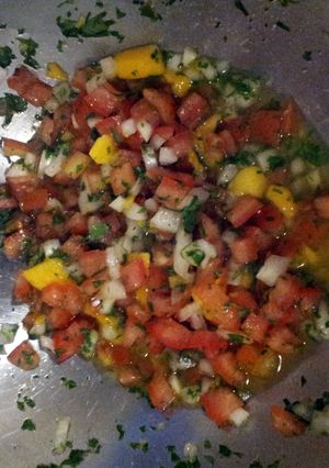 A picture of mango salsa.