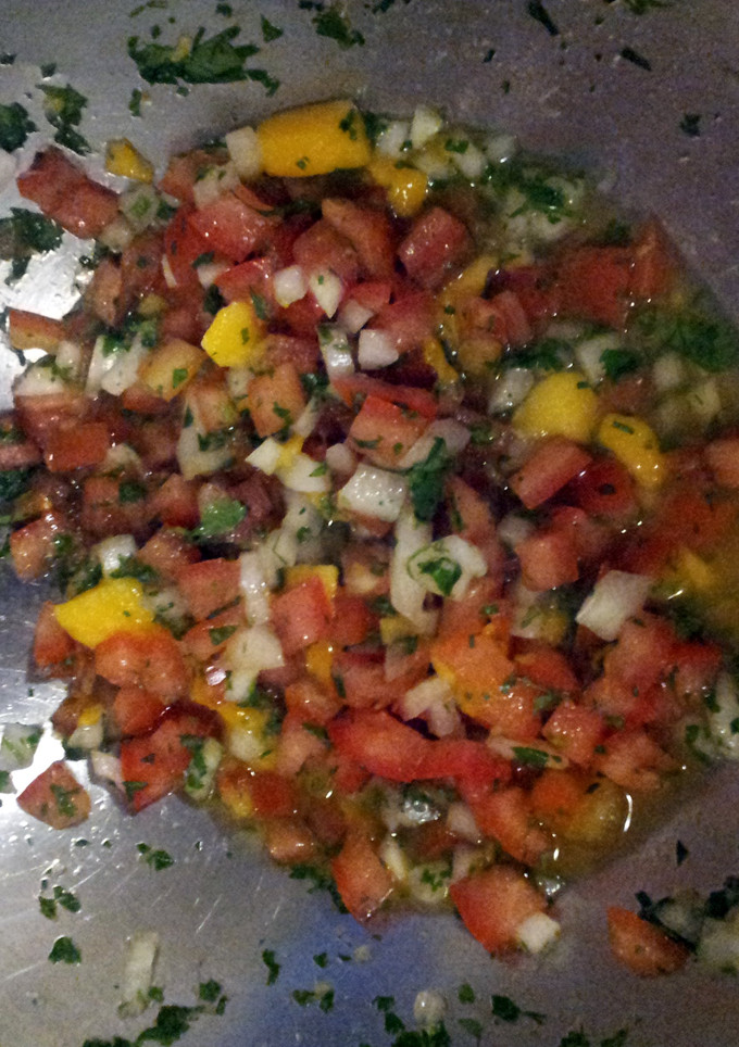 A picture of mango salsa.