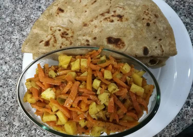 Gajar aalo ki sabzi parathay ke sath