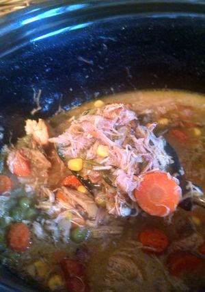 A picture of Smoked chicken soup.
