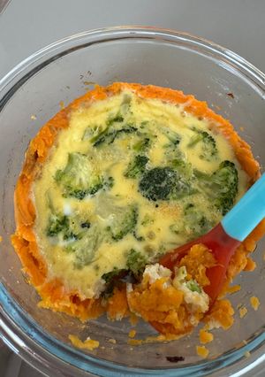 O poză a rețetei Tarta cu cartof dulce si broccoli bebe 9 luni +.