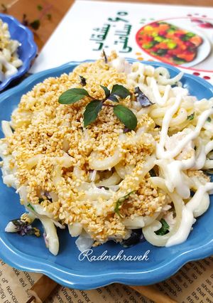 عکسی از دستور سالاد مرغ و پاستا با کنجد
