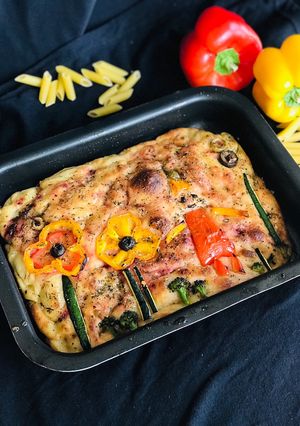 A picture of “Beetroot Italian Focaccia Bread”.