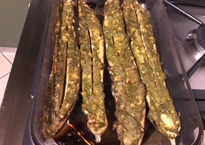 Aubergines chinoises au pesto de cresson maison