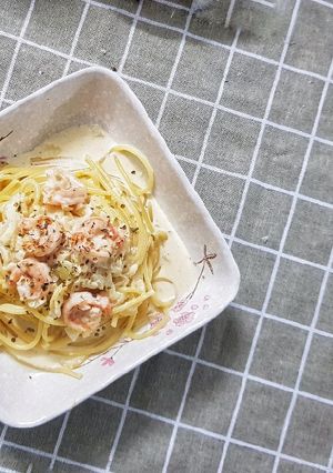 Hình của món Mỳ ý tôm sốt kem - #Creamyshrimppasta.