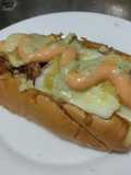 Sándwich🌭de carne🍖, queso🧀y verduras cremosas🥕🧅🥒😜!!!