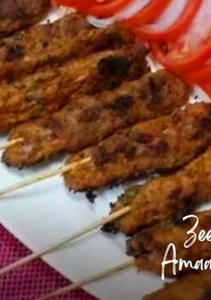 A picture of Pan Grilled Chicken Mince Seekh Kababs.