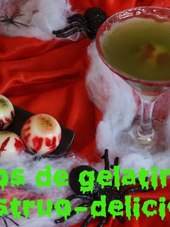 Una foto de Ojos de gelatina sangrientos sin gluten ni lactosa. Especial halloween