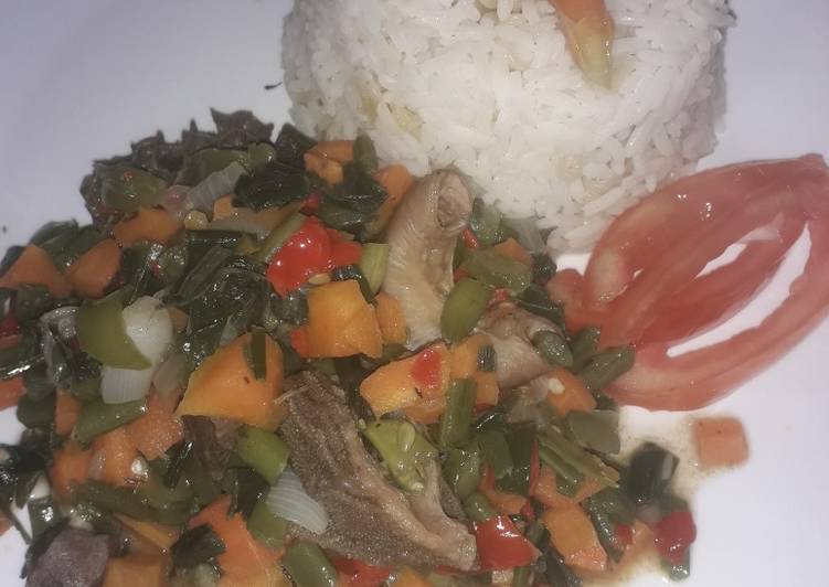 White rice and vegies