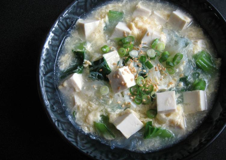 Steps to Prepare Perfect Harusame, Tofu &amp; Egg Soup