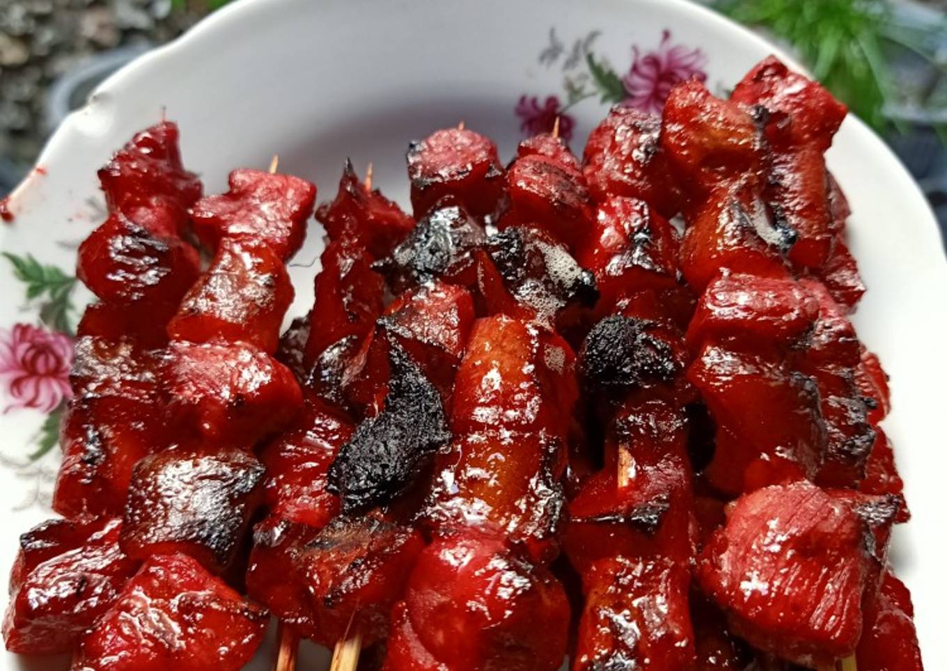 Sate babi bumbu char siu